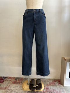 接触冷感ワイドデニムパンツ ブルー