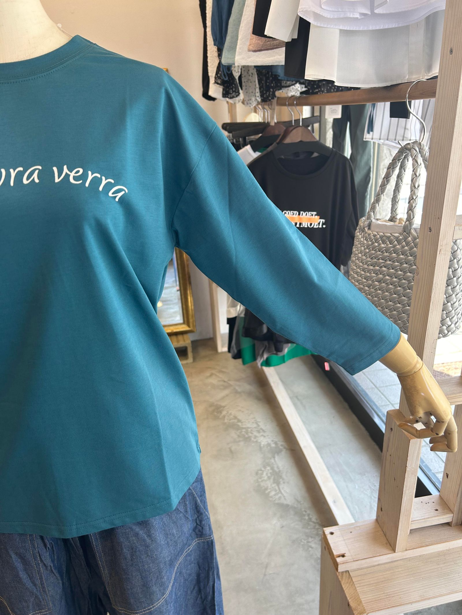トップス nnn In this life - シルケットロゴ7分袖カットソー ブルー | ravii