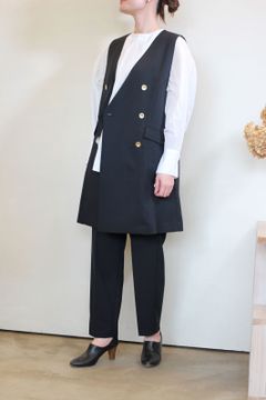 トロピカルワッシャーダブルジレ ブラック