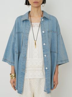 [4861-041BT] ハーフスリーブデニムJK ライトブルー