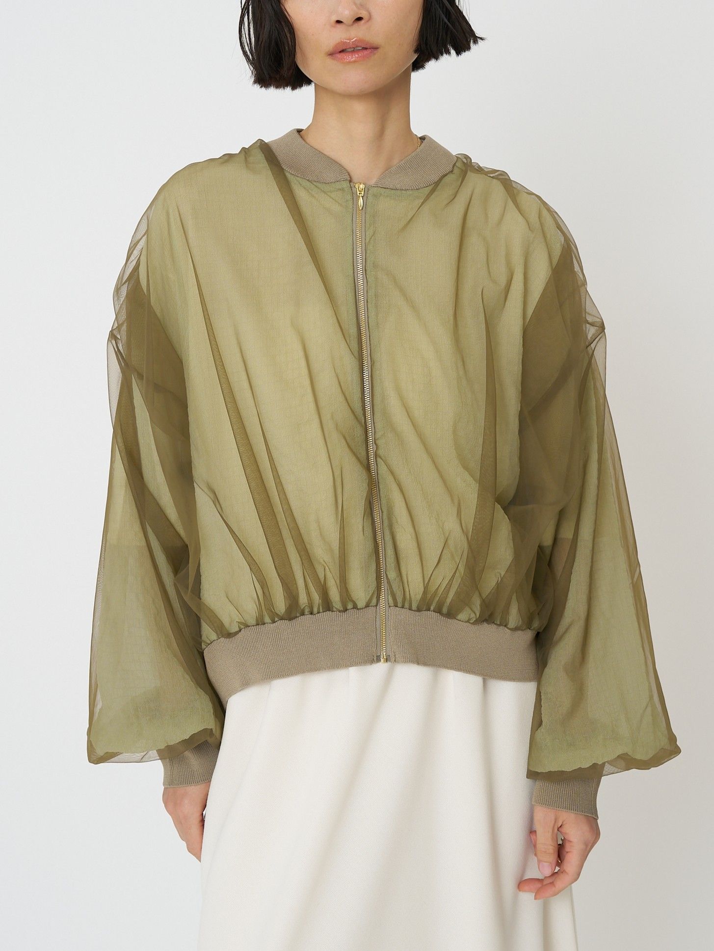 [9861-093GS] チュールボリュームブルゾン ブラック