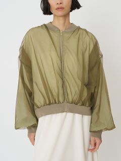 [9861-093GS] チュールボリュームブルゾン カーキ