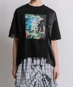 オーシャンフォトプリントTシャツ ブラック