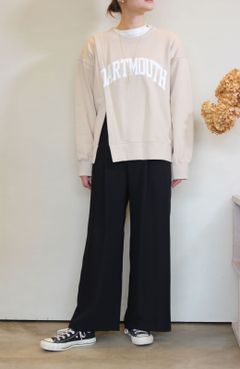 アシンメトリーロゴカットソー ベージュ