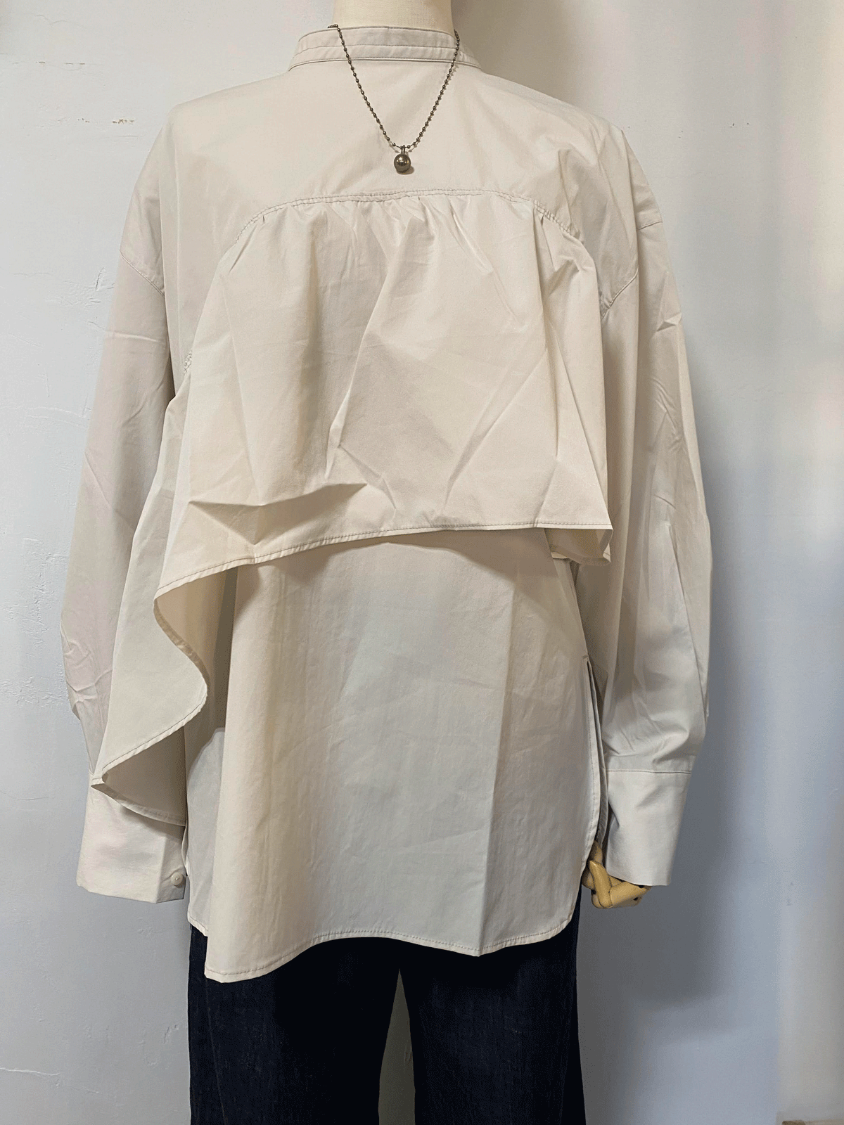 ポリエステルブロード フリルシャツ オフ