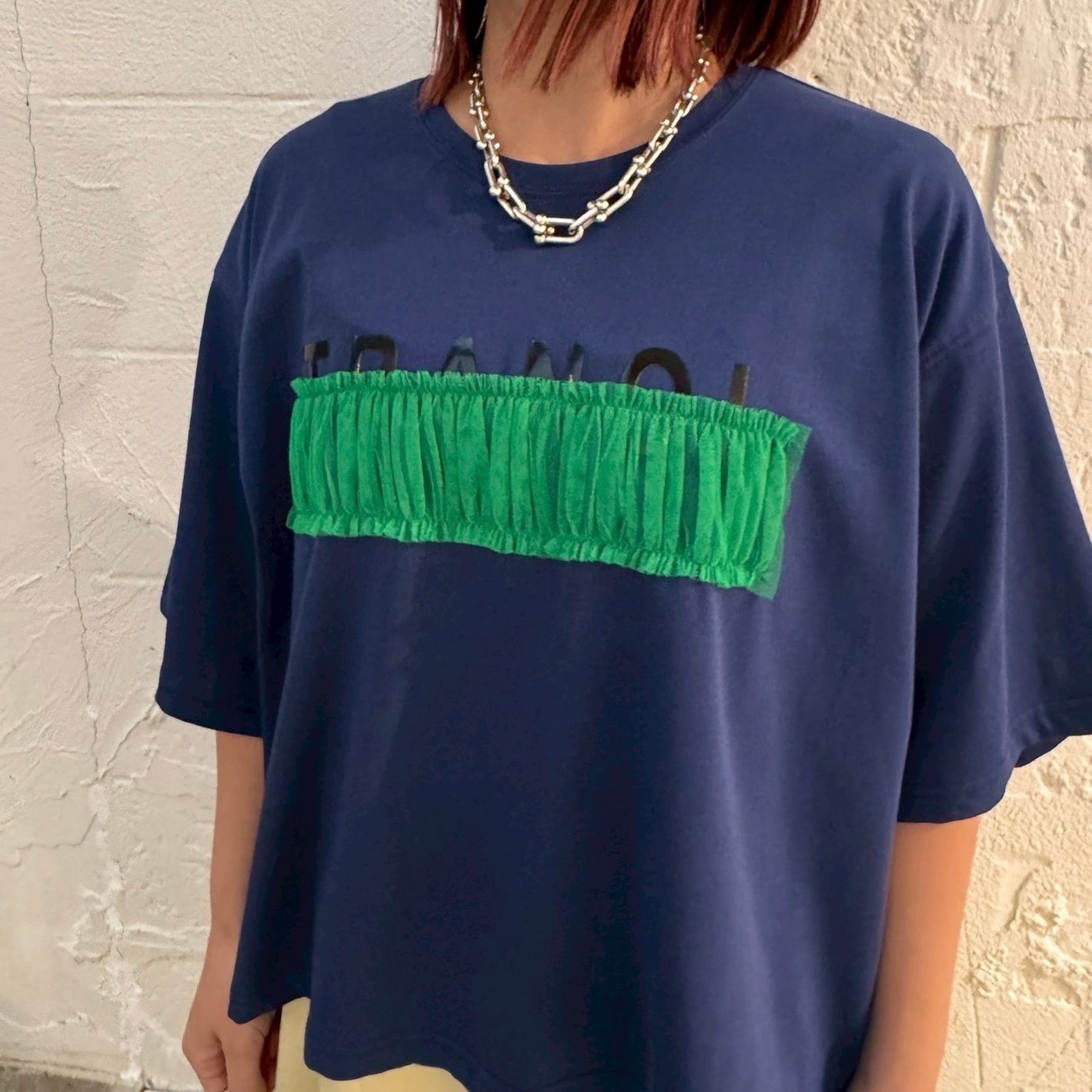 tulle bar TRANOI. wide tee ディープブルー