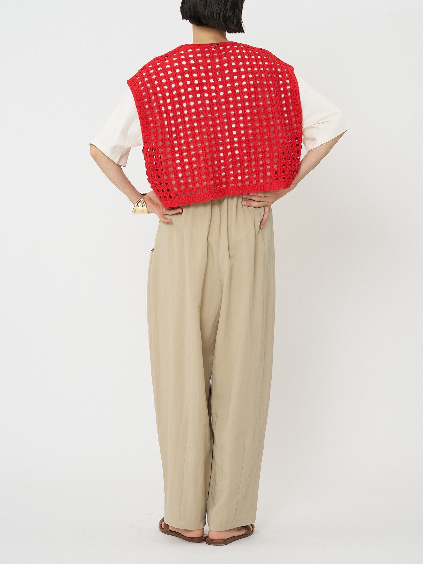 [9561-098DP] メッシュボックスニットベスト ブラック