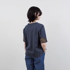 天竺エルボーパッチT ブルーグレー