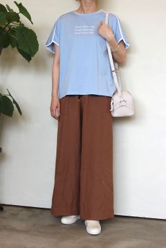 パイピングロゴプリントTシャツ サックス