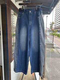DENIM SIDE-TUCK PANTS インディゴブルー