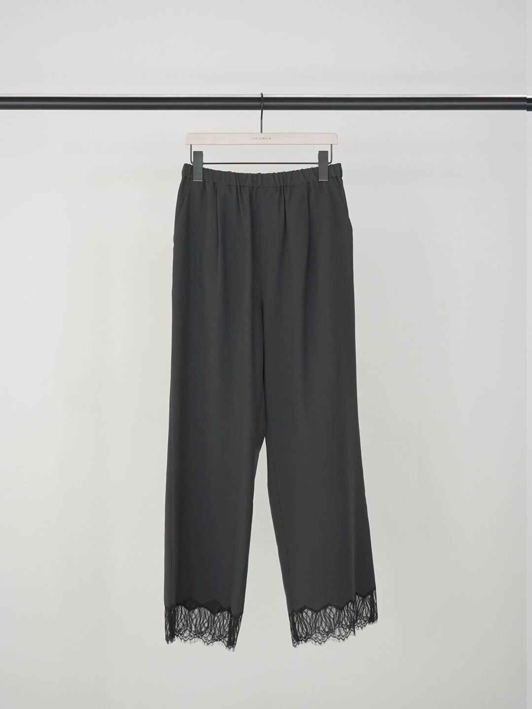 [3563-682NH] レースサテンイージーPT ブラック