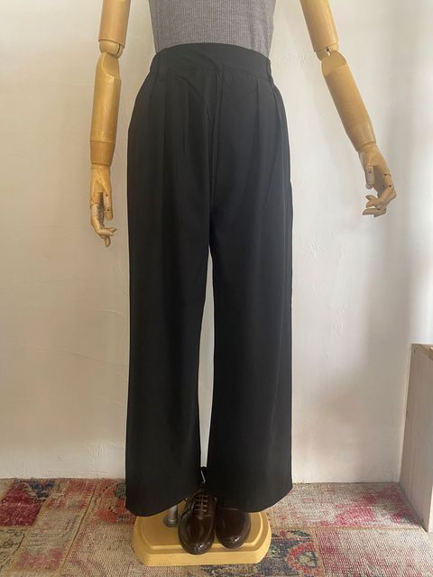 ICE TOUCH 接触冷感厚ワイドストレートパンツ ブラック