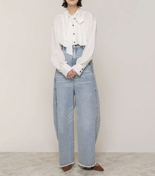 テンセルデニムバレルパンツ バイオウォッシュ