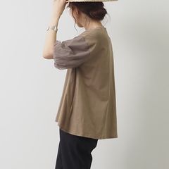 チュールバルーンスリーブシャツ モカブラウン