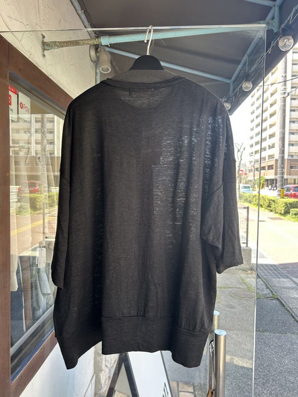 スラブリネンオーバルカーディガン ブラック