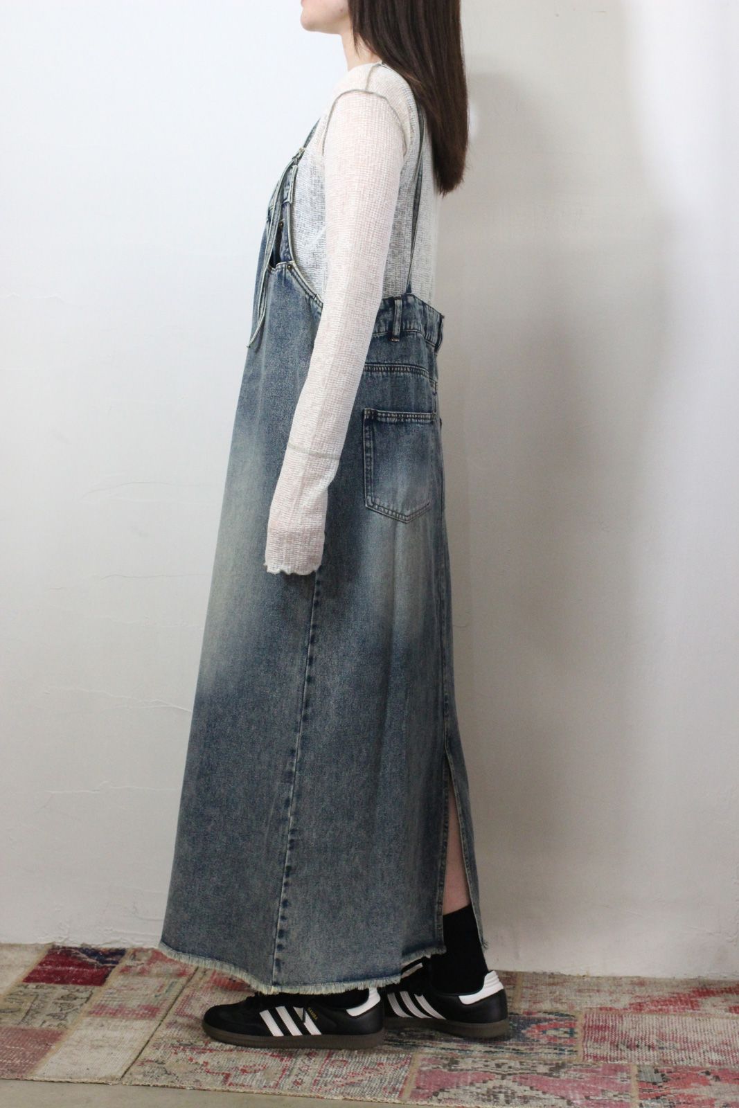 デニム/ツイル ジャンパースカート インディゴブルー
