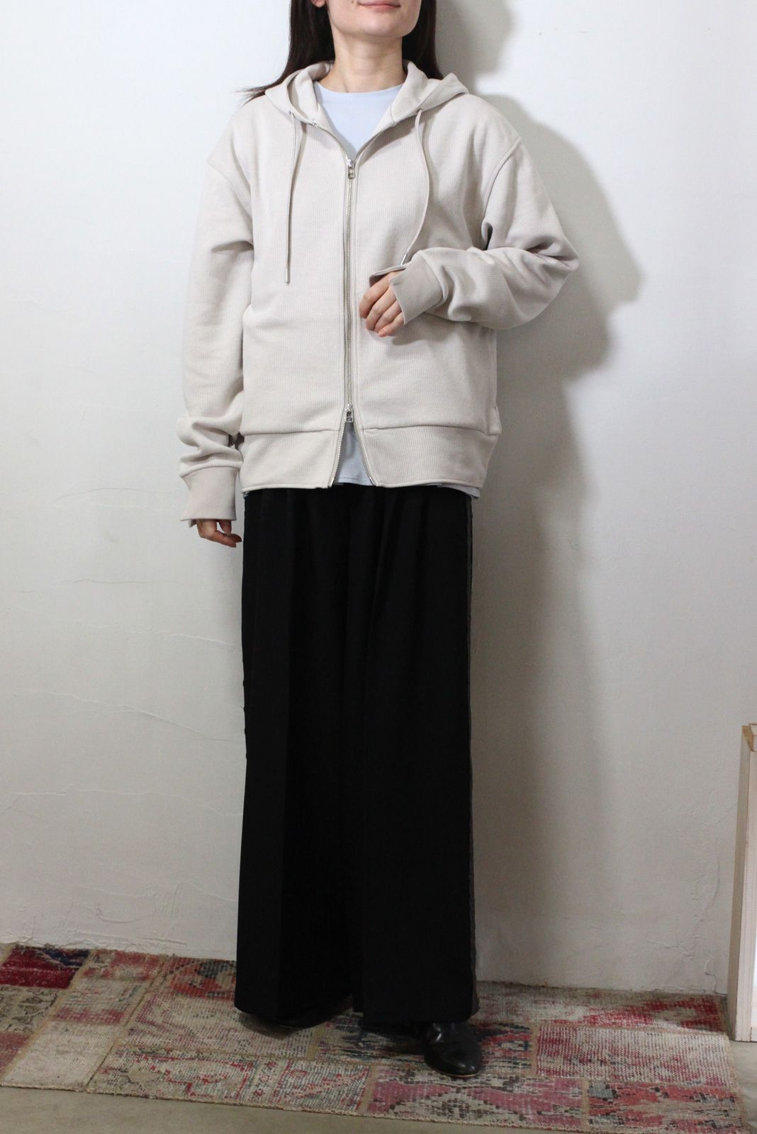 リブダブルジップパーカー キナリ