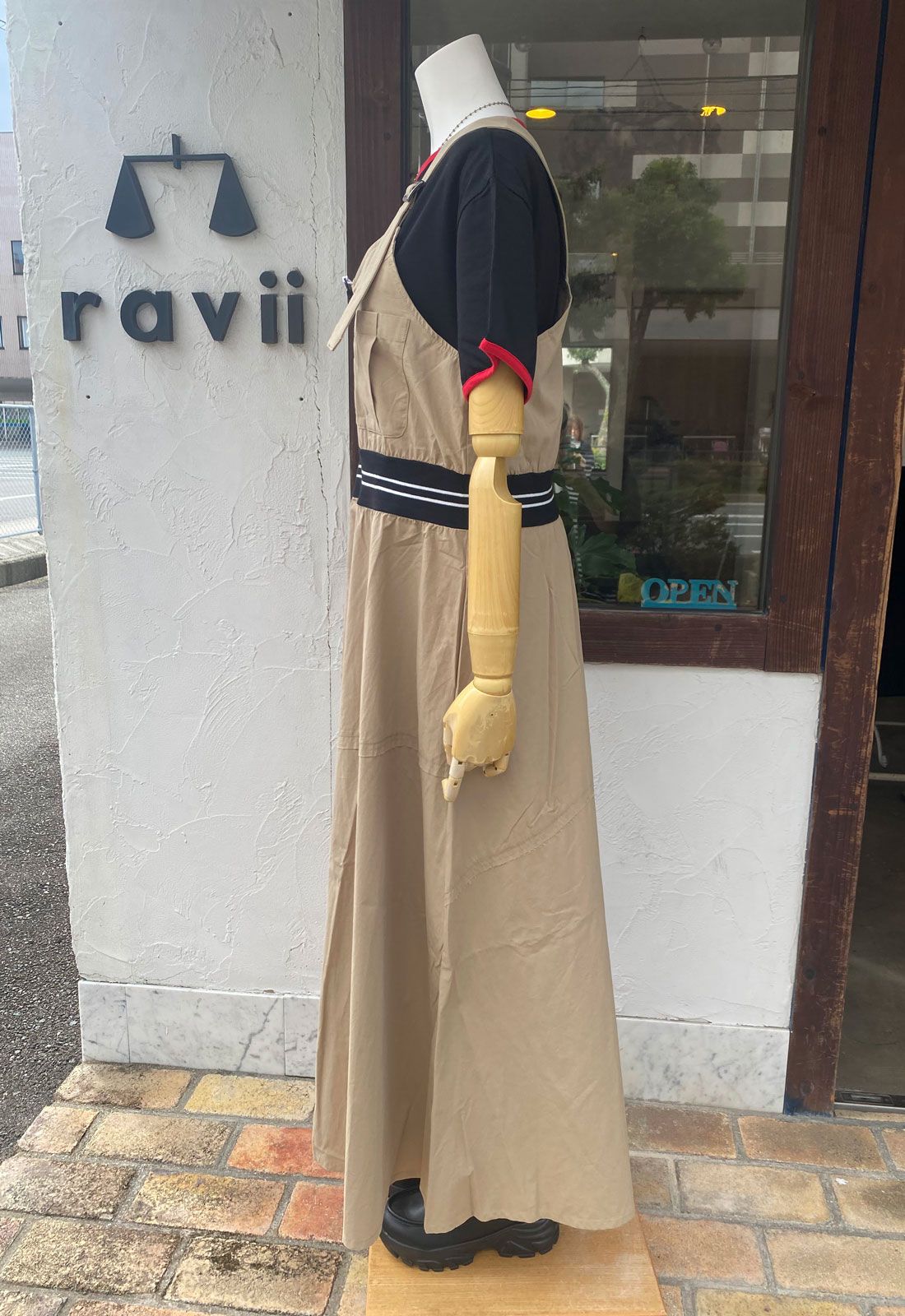 フロントジップミリタリージャンバースカート ベージュ