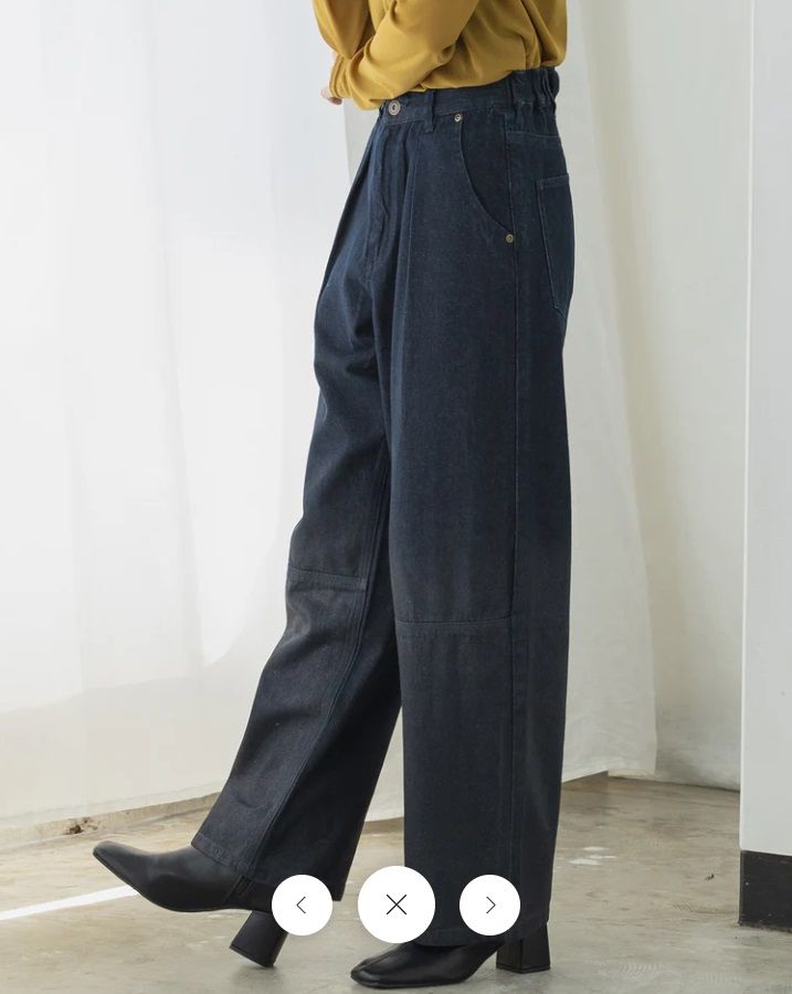 箔プリントルーズデニムパンツ ワンウォッシュ