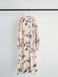 [5961-021KK] フラワープリントシャツOP アイボリー