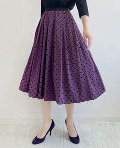 神戸・山の手スカート フロッキードットパープル ミモレ