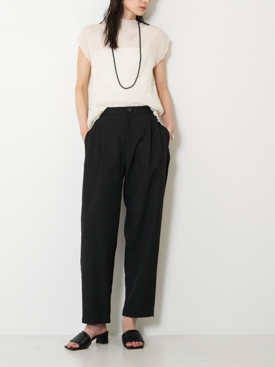 [8563-689BT] モチーフリンクルフレンチPO アイボリー