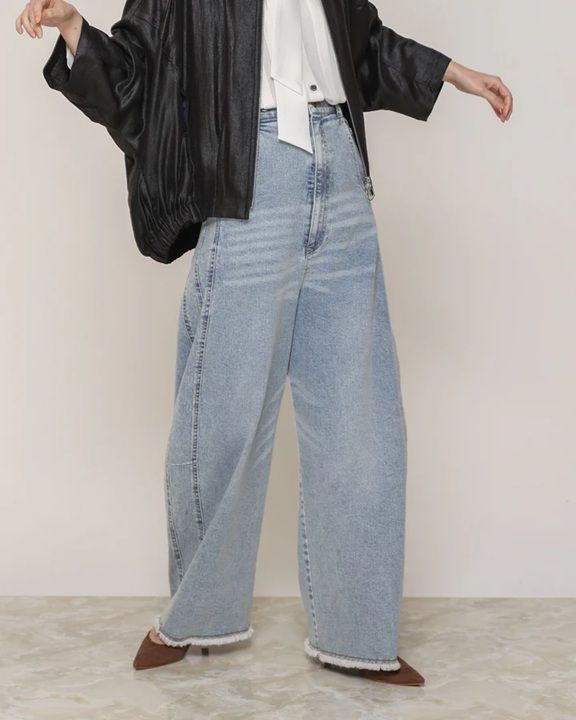 テンセルデニムバレルパンツ バイオウォッシュ