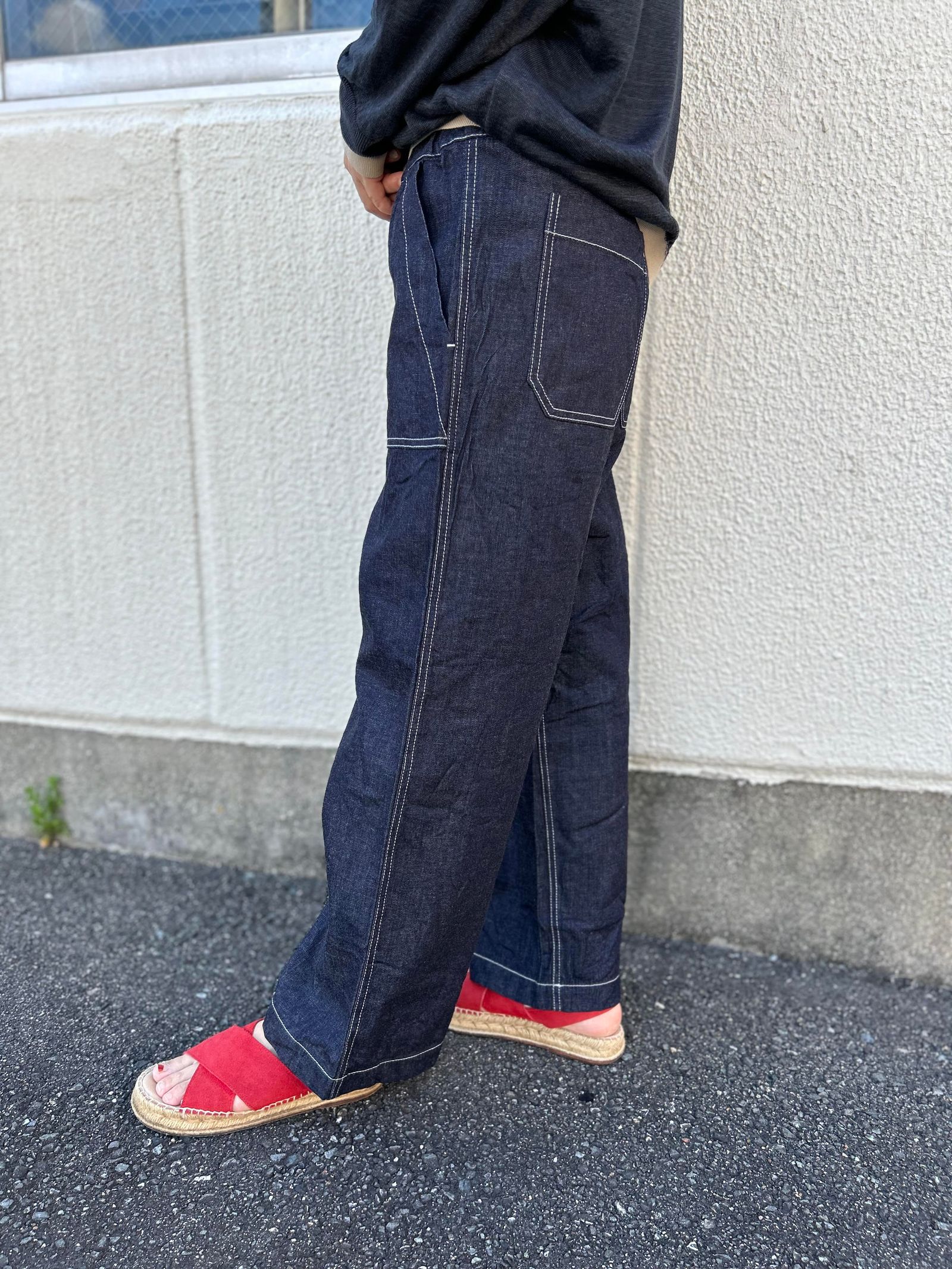 8ozムラデニムベイカーパンツ インディゴ
