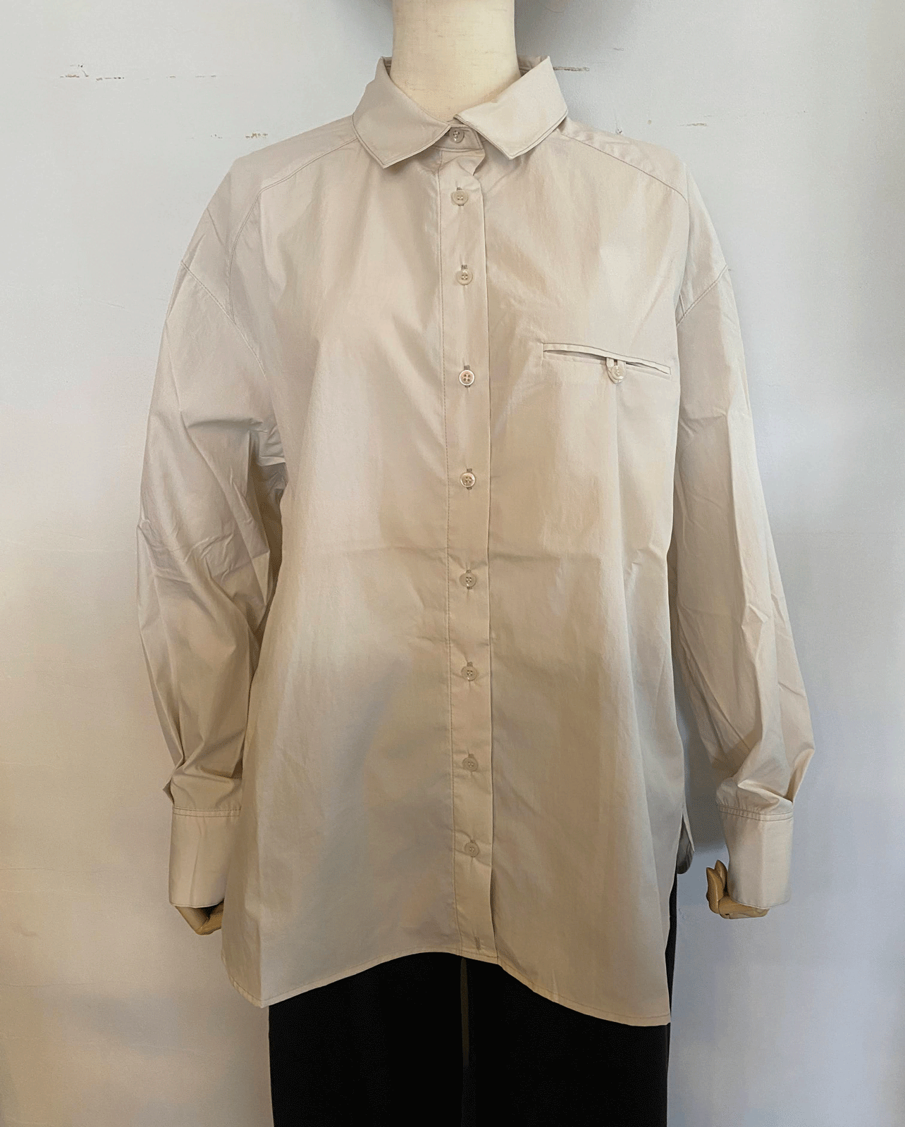 ポリエステルブロード 丈2WAYシャツ オフホワイト