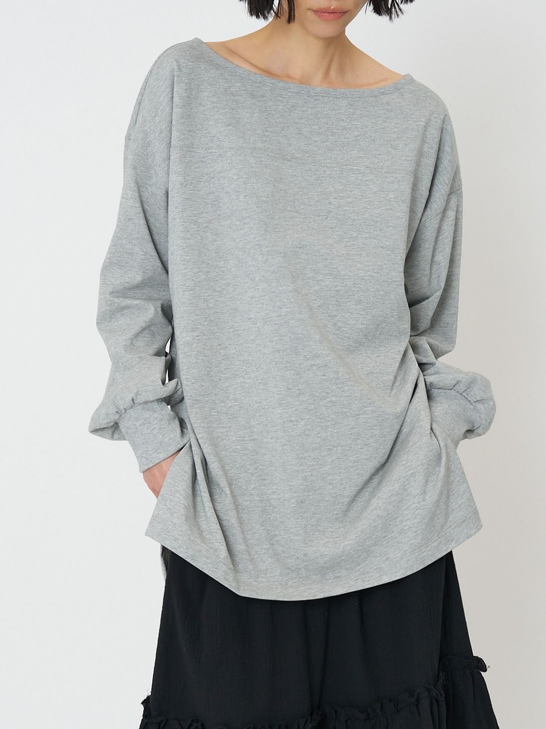 [8261-015KK] 度詰天竺ボートネックロンT グリーン