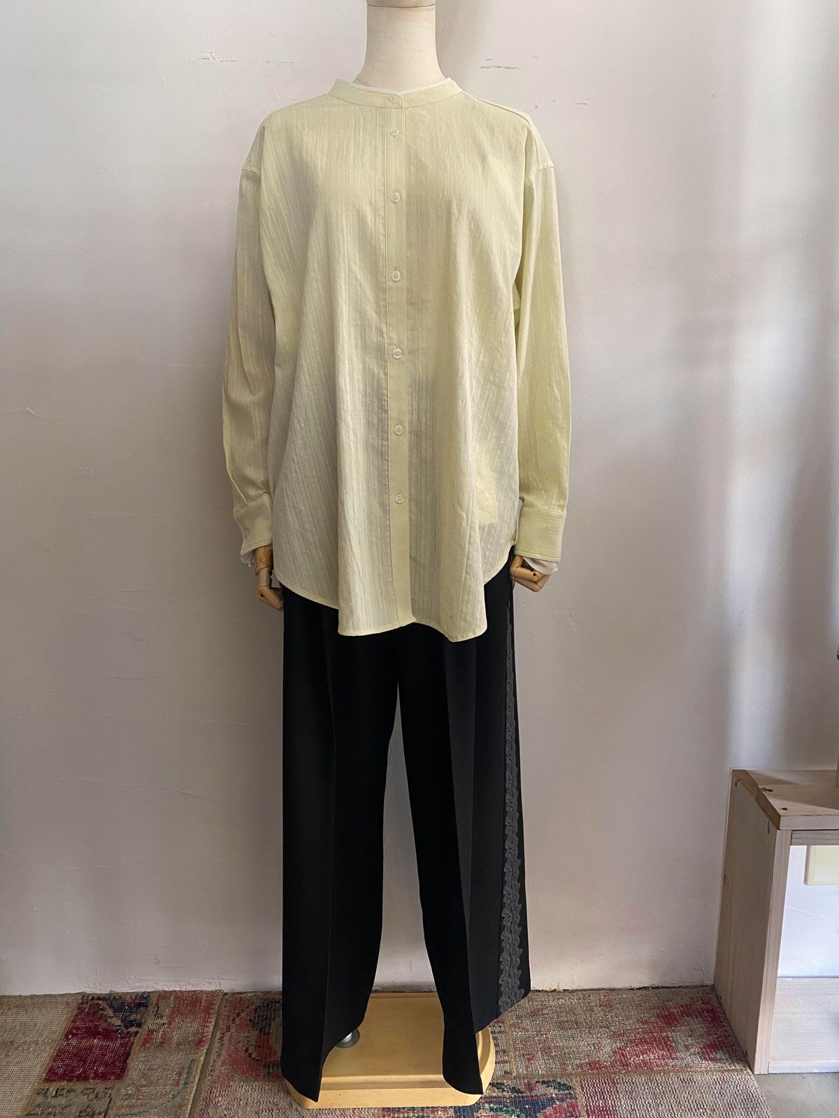 スプリングスラブ レイヤード風シャツ メローイエロー