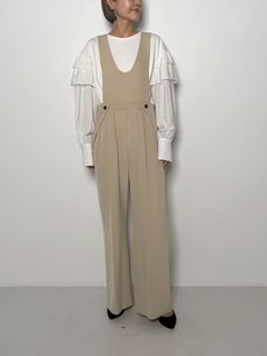 [3956-421KK] ボタンサロペット ベージュ