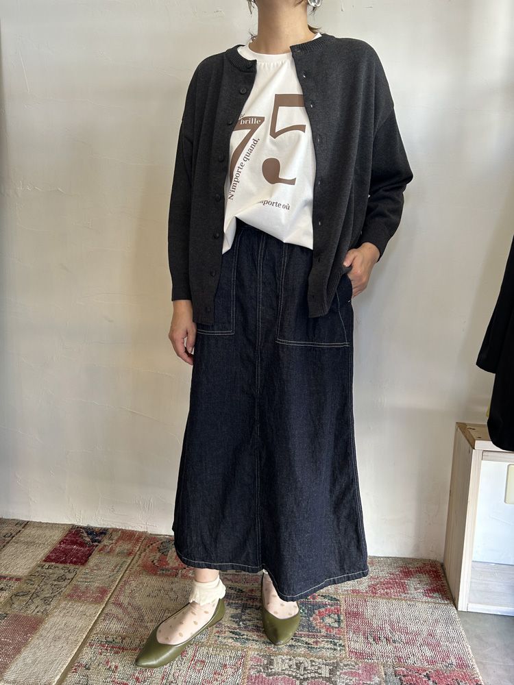Hidamari cotton 2WAYニットカーデ チャコール杢