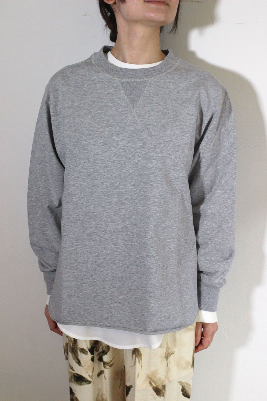 ミニ裏毛トップス 杢グレー