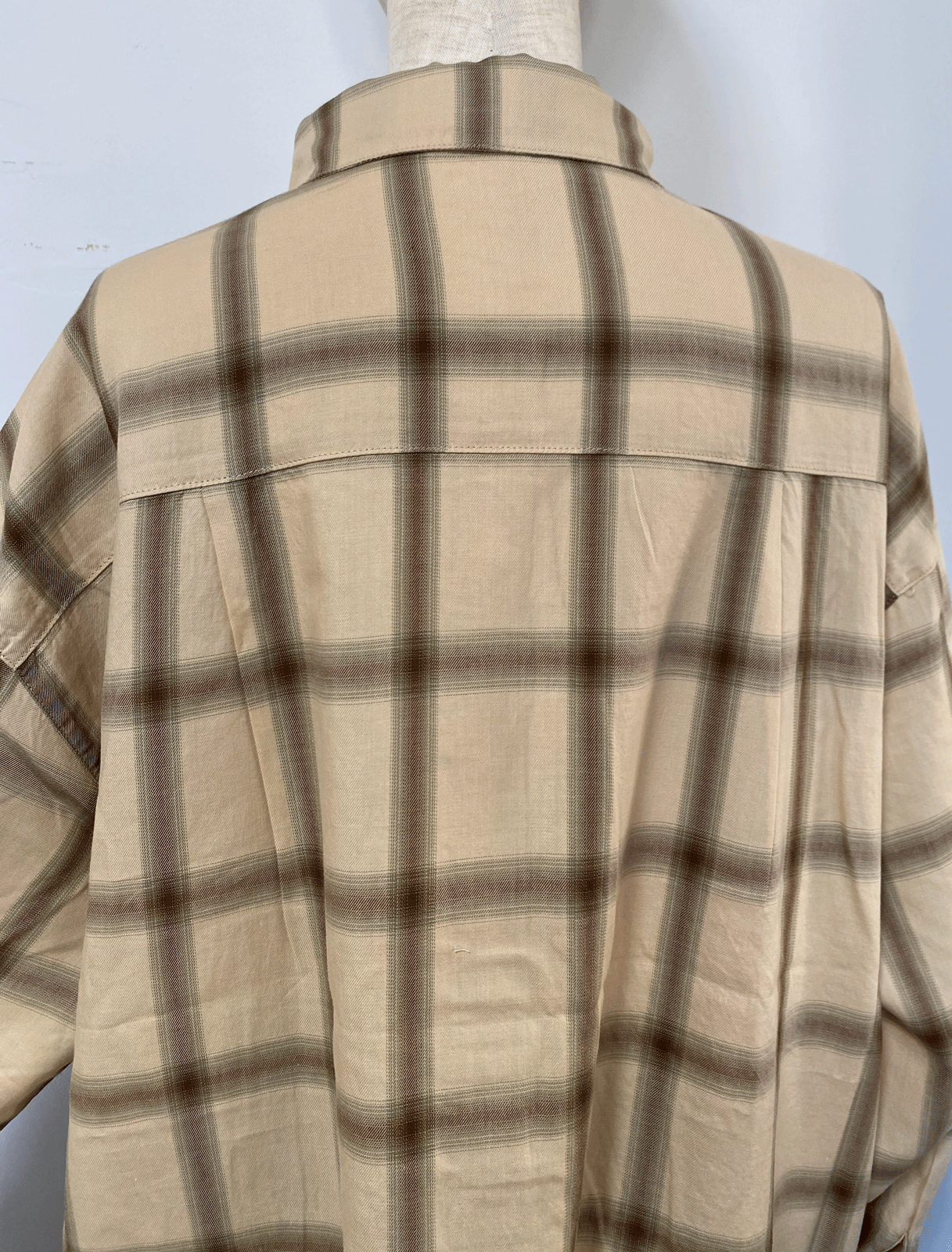 先染め チェックオーバーシャツ  ベージュ