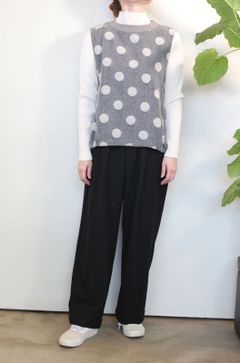 ジャガードツイルドット柄ベスト グレーxキナリ