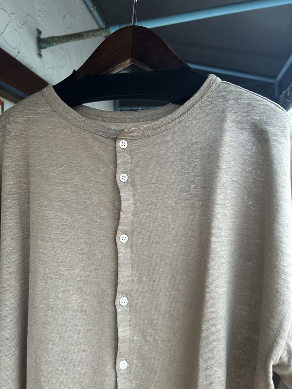 リバイバルリネンワイドカーディガン ストーンベージュ