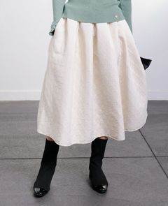 神戸・山の手スカート キルティング調スカート アイボリー ミモレ