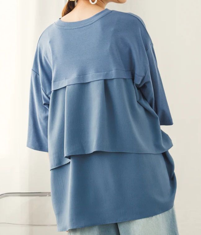 バックフリルTシャツ サックスブルー
