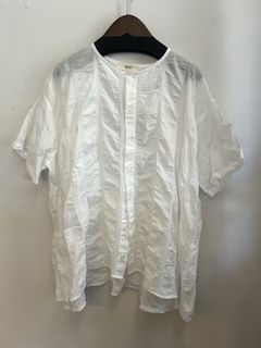 デザイン塩縮CHECKフレアシャツ オフホワイト