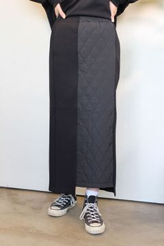 キルティング切替タイトスカート ブラック