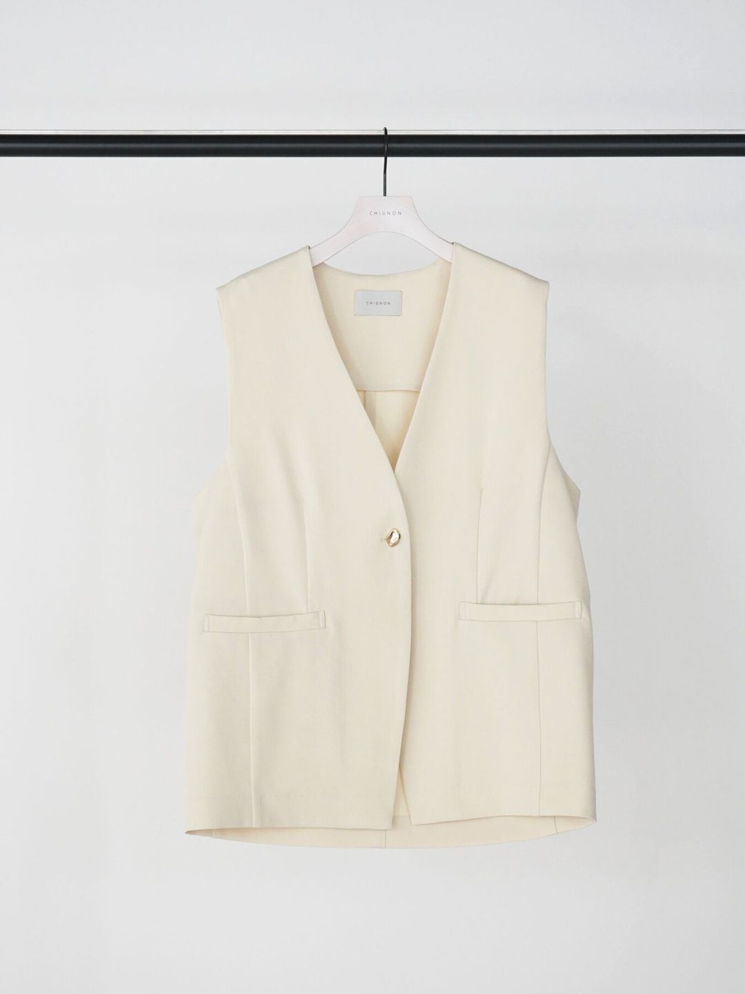 [4863-655BZ] オーバルフォルムジレ アイボリー