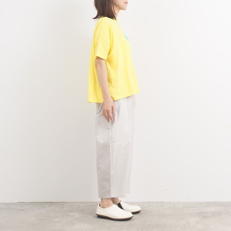 ナチュラルソフト天竺くつろぎちゃんプリントシャツ レモンイエローグリーン