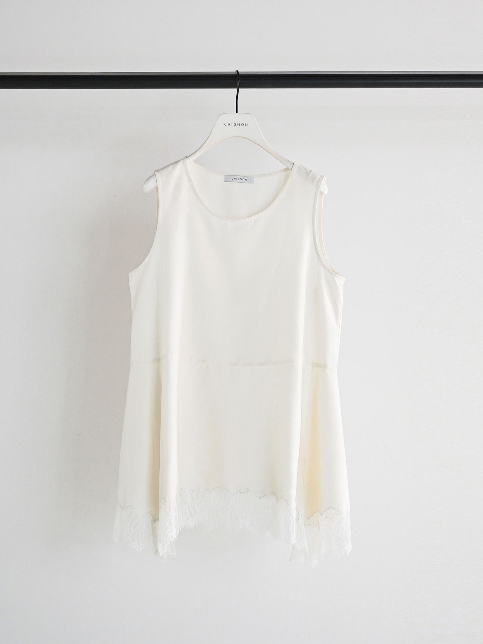 [1561-061NH] ヘムレースサテンタンク オフホワイト