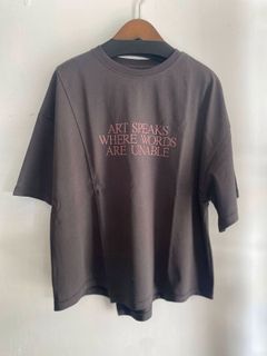 USAコットン アシメロゴTシャツ チャコール