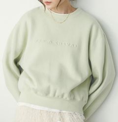 エンボスラメロゴ裏起毛スウェット ライトグリーン