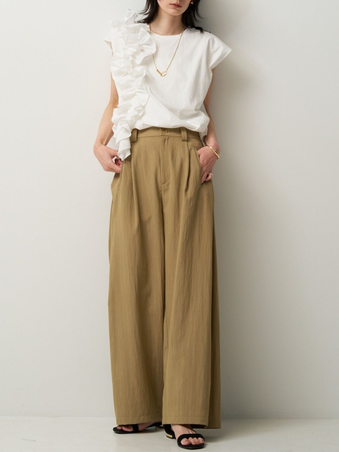 [3963-634MK] サイドタックワイドPT ブラック