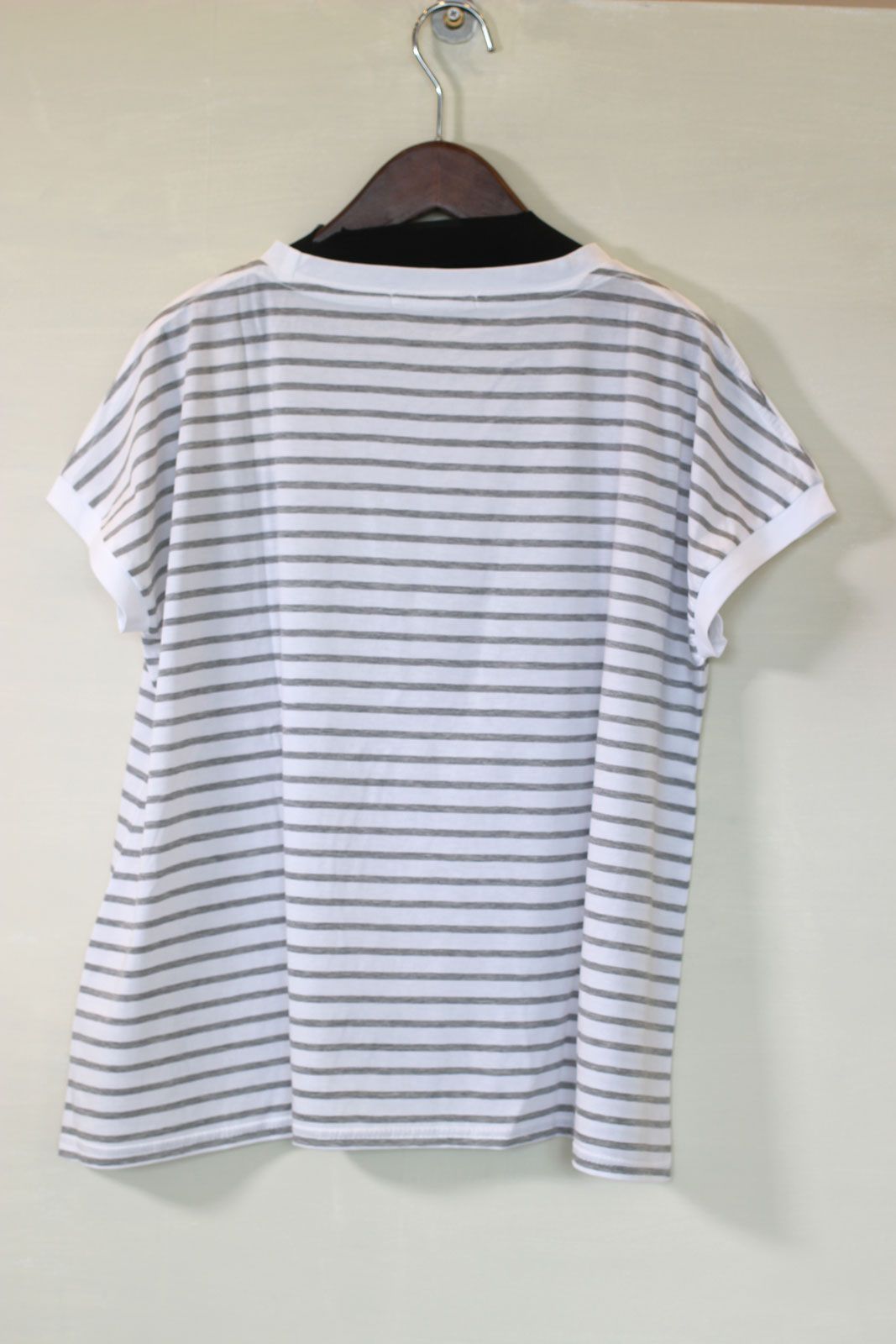 AラインボーダーTee オフx杢グレー