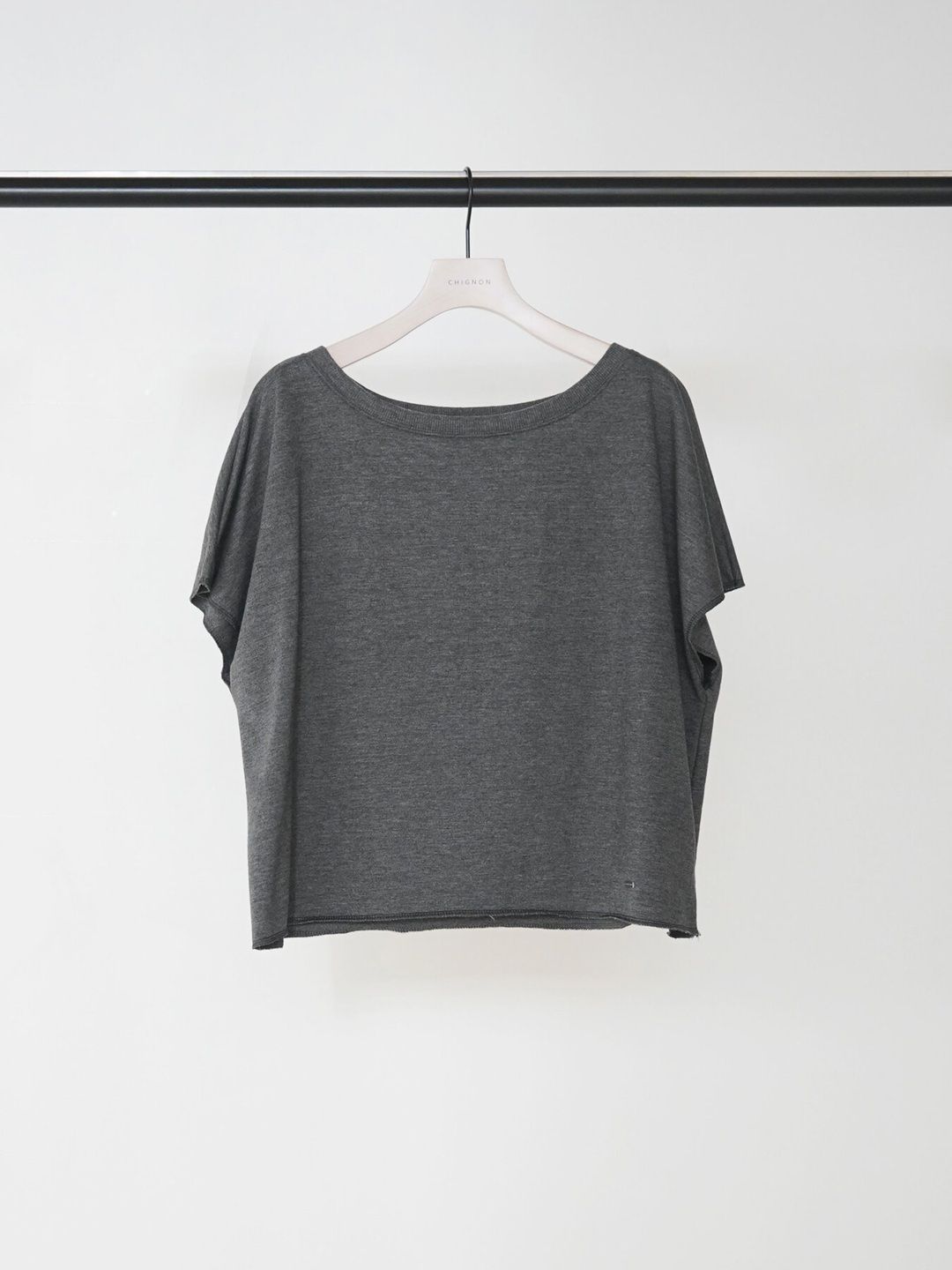 [8463-715KK] ミニ裏毛ルーズプルオーバー チャコール