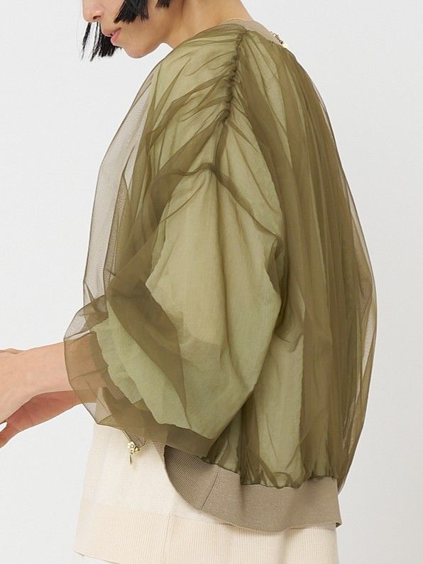 [9861-093GS] チュールボリュームブルゾン ブラック